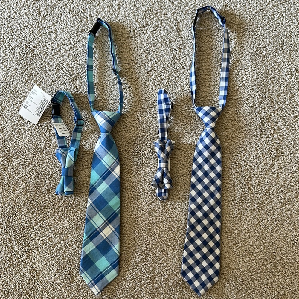 Children’s Place- 1 brand nwt-boys bow tie,  2 boy ties with clip. 24months-4t